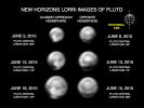 These images from NASA's New Horizons spacecraft show numerous large-scale features on Pluto's surface. When various large, dark and bright regions appear near limbs, they give Pluto a distinct, but false, non-spherical appearance.