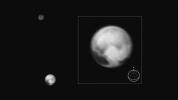 This image of Pluto and its big moon Charon was taken by NASA's New Horizons spacecraft at 04:15 (UTC) on July 1, 2015, and shows the clearest view yet of the sides of Pluto and Charon.
