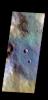 The THEMIS VIS camera contains 5 filters. The data from different filters can be combined in multiple ways to create a false color image. This image from NASA's 2001 Mars Odyssey spacecraft shows part of the plains of Terra Sabaea.