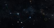 This sky map shows the location of the star HD 219134 (circle), host to the nearest confirmed rocky planet found to date outside of our solar system. The star lies just off the 'W' shape of the constellation Cassiopeia.