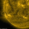 This still image from an animation from NASA GSFC's Solar Dynamics Observatory shows magnetically charged particles forming a nicely symmetrical arch at the edge of the Sun as they followed the magnetic field lines of an active region (Aug.4-5, 2015).
