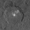 This image, made using images taken by NASA's Dawn spacecraft, shows Occator crater on Ceres, home to a collection of intriguing bright spots.