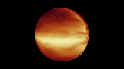 The turbulent atmosphere of a hot, gaseous planet known as HD 80606b is shown in this simulation based on data from NASA's Spitzer Space Telescope.