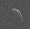 This image of an asteroid that is at least 3,600 feet (1,100 meters) long was taken on Dec. 17, 2015, by scientists using NASA's 230-foot Deep Space Network antenna at Goldstone, California.