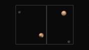Pluto shows two remarkably different sides in these color images of the planet and its largest moon, Charon, taken by NASA's New Horizons on June 25 and June 27, 2015.