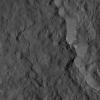 This image from NASA's Dawn spacecraft shows the western rim of Occator Crater. Several small, bright patches of material can be seen along the rim.