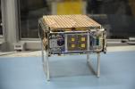 One of the two MarCO (Mars Cube One) CubeSat spacecraft is seen at NASA's Jet Propulsion Laboratory, Pasadena, California.