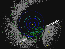 This frame from a movie shows the progression of NASA's Near-Earth Object Wide-field Survey Explorer (NEOWISE) investigation for the mission's first two years following its restart in December 2013. Green circles represent near-Earth objects.