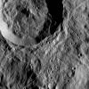 This picture captured by NASA's Dawn spacecraft shows a crater in the southern hemisphere of Ceres with a complex of central peaks.