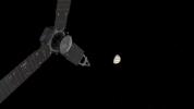 This illustration depicts NASA's Juno spacecraft approaching Jupiter.