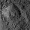 This view from NASA's Dawn spacecraft captured on June 1, 2016, shows an older crater on Ceres that is smoothly blanketed by ejecta from the nearby, relatively young crater named Kupalo.