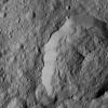 NASA's Dawn spacecraft views Abellio Crater (20 miles, 32 kilometers wide) on Ceres in this image. Dawn took this image on June 2, 2016, from its low-altitude mapping orbit, at a distance of about 240 miles (385 kilometers) above the surface.