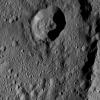 This image from NASA's Dawn spacecraft, taken June 8, 2016, shows an area within Ezinu Crater on Ceres. Ezinu, which is 72 miles wide, was named for the Sumerian goddess of grain. Part of the crater's eastern rim is visible along the right side.