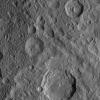 On Oct. 18, 2016, from its second extended-mission science orbit (or XMO2), at a distance of about 920 miles (1,480 kilometers) above the surface of Ceres, NASA's Dawn spacecraft spied Azacca Crater.