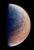This enhanced color view of Jupiter's south pole was created using data from the JunoCam instrument on NASA's Juno spacecraft. Oval storms dot the cloudscape.