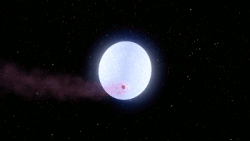 This artist's concept shows planet KELT-9b orbiting its host star, KELT-9. It is the hottest gas giant planet discovered so far.