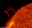 NASA's Solar Dynamics Observatory observed a solar prominence gathering itself into a twisting cone, then rose up and broke apart in a delicate dance of plasma above the sun on Feb. 20, 2017.