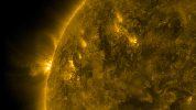 As an active region rotated into view, NASA's Solar Dynamics Observatory was able to observe well-defined magnetic loops gyrating above the sun between Mar, 23-24, 2017.