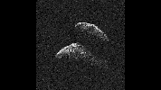 This frame from a movie of asteroid 2014 JO25 was generated using radar data collected by NASA's 230-foot-wide (70-meter) Deep Space Network antenna at Goldstone, California on April 19, 2017.