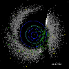 This frame from an animation shows NASA's NEOWISE's third year of survey data with the spacecraft discovering 97 previously unknown celestial objects in the last year.