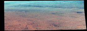 This image from NASA's Mars Exploration Rover Opportunity shows an area just above the top of 'Perseverance Valley,' in preparation for driving down the valley.