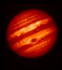 This false-color image of Jupiter was taken on May 18, 2017, with the Subaru Telescope in Hawaii. The Great Red Spot appears at the lower center of the planet as a cold region with a thick cloud layer.