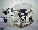 This archival photo shows engineers working on NASA's Voyager 2 spacecraft on March 23, 1977.