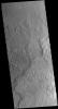 This image captured by NASA's 2001 Mars Odyssey spacecraft shows some of the ejecta from Bacolor Crater in Utopia Planitia.
