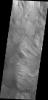 This image captured by NASA's 2001 Mars Odyssey spacecraft shows part of the western side of Hebes Chasma.