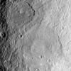This image from NASA's Dawn spacecraft shows large craters Urvara (top) and Yalode (bottom) on dwarf planet Ceres. The two giant craters were formed at different times. Urvara is about 120-140 million years old and Yalode is almost 1 billion years older.