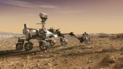 This artist's rendition depicts NASA's Mars 2020 rover studying rocks with its robotic arm. Mars 2020 will use powerful instruments to investigate rocks on Mars down to the microscopic scale of variations in texture and composition.