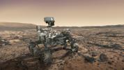 NASA's Mars 2020 rover looks at the horizon in this artist's concept. Mars 2020 will use powerful instruments to investigate rocks on Mars down to the microscopic scale of variations in texture and composition.