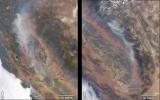 NASA's Terra satellite took these images of the Carr Fire (left) and the Ferguson Fire (right) on July 27 and July 29, respectively.