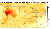 This image is one of a series showing carbon monoxide (in orange/red) from California's massive wildfires drifting east across the U.S. between July 30 and August 7, 2018.