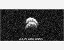 Radar images of the binary asteroid 2017 YE5 from NASA's Goldstone Solar System Radar (GSSR). The observations, conducted on June 23, 2018, show two lobes, but do not yet show two separate objects.