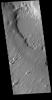 This image from NASA's Mars Odyssey shows Eumenides Dorsum, a large linear rise located in southern Amazonis Planitia.
