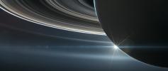 This illustration shows NASA's Cassini spacecraft in orbit around Saturn.