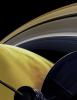 This illustration imagines the view from NASA's Cassini spacecraft during one of its final dives between Saturn and its innermost rings, as part of the mission's Grand Finale.