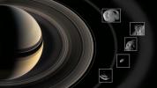 This graphic shows the ring moons inspected by NASA's Cassini spacecraft in super-close flybys. The rings and moons depicted are not to scale.