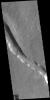 This image from NASA's Mars Odyssey shows a linear depression in Syria Planum. Volcanic activity created this region of the Tharsis system south of Noctis Labyrinthus.