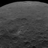 This image shows Haulani Crater and its bright ejecta near the limb of Ceres and Oxo Crater, as obtained by NASA's Dawn spacecraft on September 1, 2018 from an altitude of about 2075 miles (3340 kilometers).