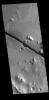 This image from NASA's Mars Odyssey shows part of Cerberus Fossae. These large graben cut across the Tartarus Montes in Elysium Planitia.