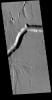 This image from NASA's Mars Odyssey shows Olympica Fossae, a complex channel located on the Tharsis volcanic plains between Alba Mons and Olympus Mons.