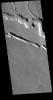 This image from NASA's Mars Odyssey shows part of Elysium Fossae, located on the western flank of the Elysium volcanic complex.