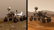 This image shows illustrations of NASA's Curiosity and Mars 2020 rovers.