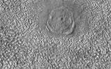 This image acquired on October 21, 2023 by NASA's Mars Reconnaissance Orbiter shows a relatively large (280-meter diameter) circular structure that is most likely a relaxed impact crater.