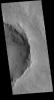This image from NASA's Mars Odyssey shows half of an unnamed crater in Utopia Planitia.