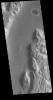 This image from NASA's Mars Odyssey shows a portion of Kasei Valles, just at the region where the northward flow of the channel turns eastward towards it's eventual end in Chryse Planitia.