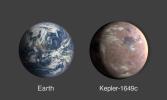 This graphic compares the size of Earth and Kepler-1649c, an exoplanet only 1.06 times larger than Earth by radius.