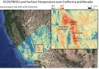 This ECOSTRESS temperature map shows the land surface temperatures around Death Valley in California's Mojave Desert on Aug. 16, 2020. during a heat wave.